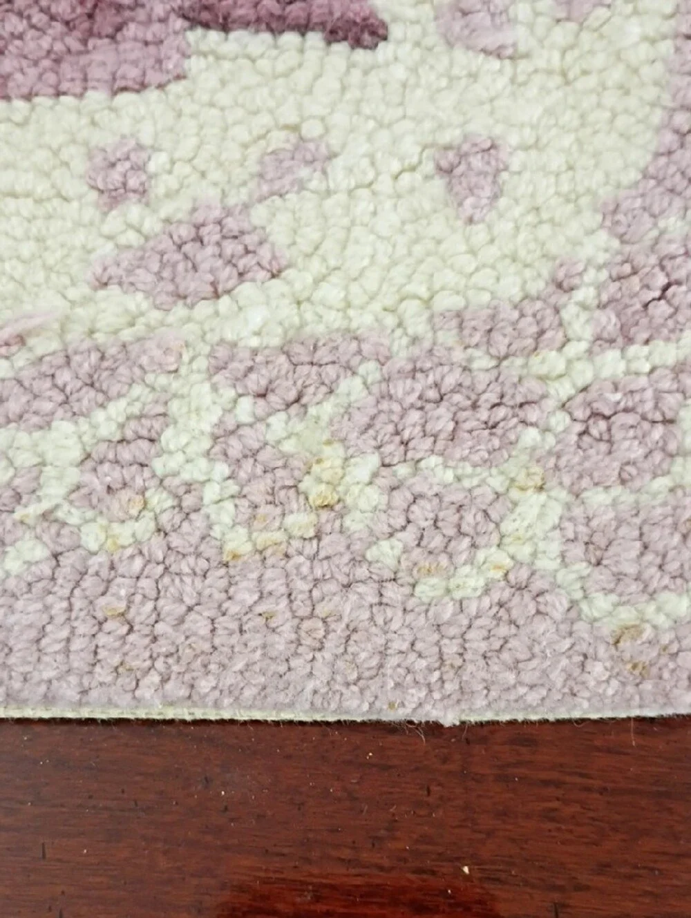 Vintage Pink and Green Floral Hooked Door Mat